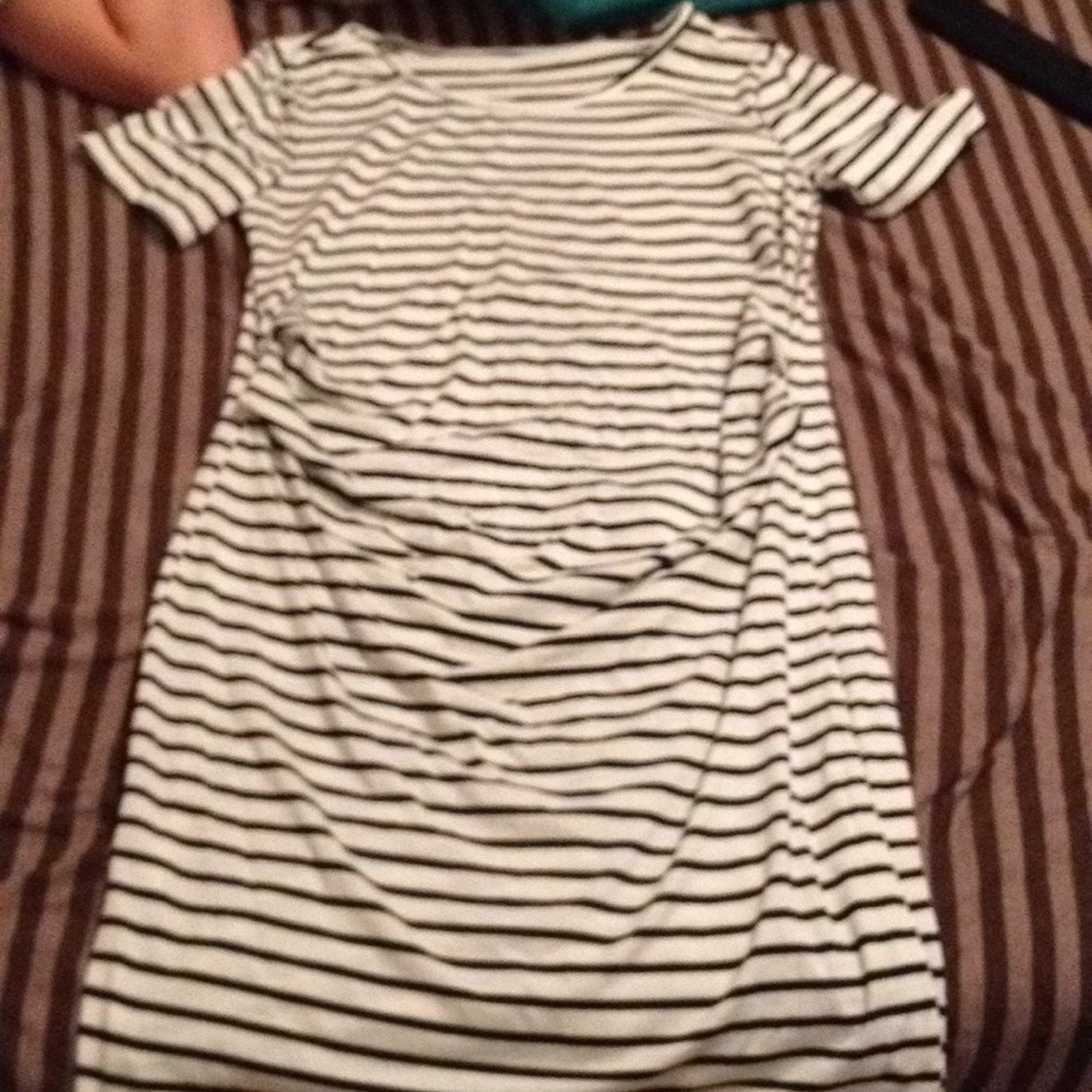 Black and white Striped Maternity Dress